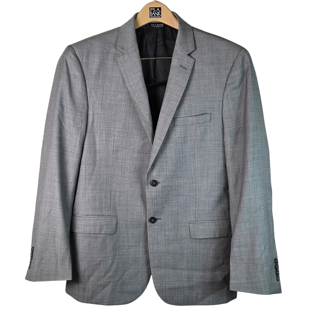 Jos. A. Bank Sport Coat Mens 42R Grey Slim Fit Traveler's Collection Blazer